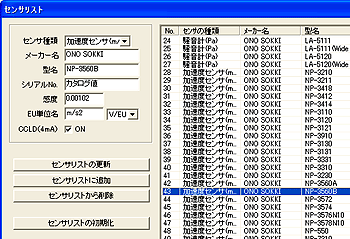 データ画面（AU-0401センサリスト画面）