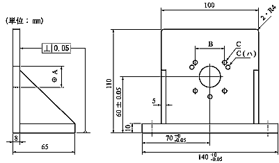 イラスト（モータ取付Ｌ字金具加工寸法）