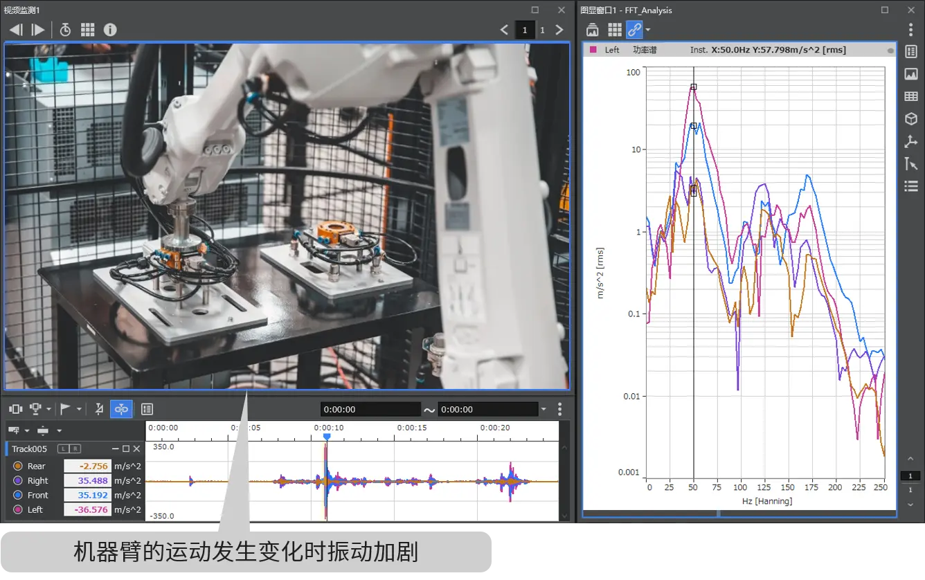 モーター速度指令、アーム振動、モーターが減速する時に振動大