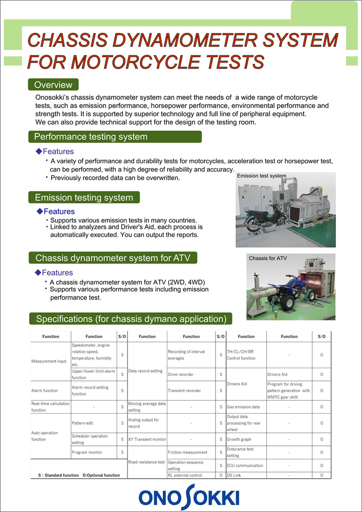 Chassis Dynamometer System for Motorcycle tests