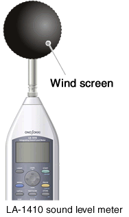 Wind screen fitted on LA-1400 sound level meter