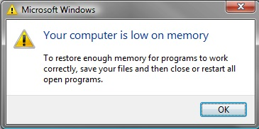 Your comuter is low on memory