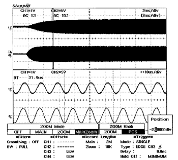 画面データ（キャピラリの振動速度波形とUＳ元信号波形１）